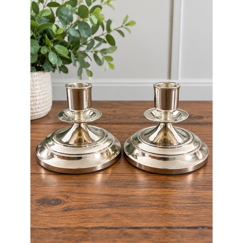Set of 2 Vintage Wm. A. Rogers Silver Plated Candlesticks Made in Japan 3.5"